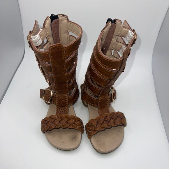 Monkeyfeet 12-18m Gladiator Sandals‎ Weathered Brown Boho Summer Braided - Picture 2 of 8